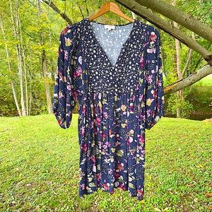 Very cute dress. Navy with floral print. Size Small.